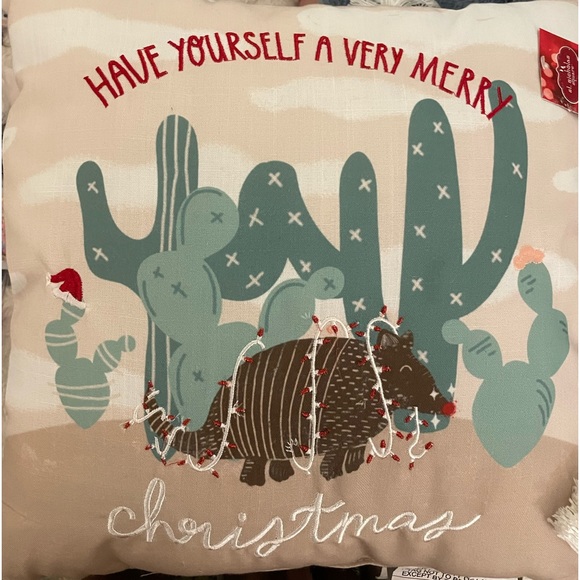 St. Nicholas Square® Festive Armadillo Throw Pillow NWT (H011) - Picture 3 of 3